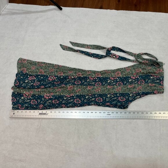 Free People Bali Sultry Boho Floral Flare Pants Teal Pink Green M Perfect Gift - Picture 13 of 13